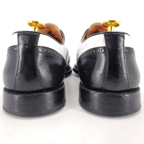 Vintage Mezlan Black White Leather Wingtip Spectators Mens 9M Formal Dress Shoes - Picture 6 of 12